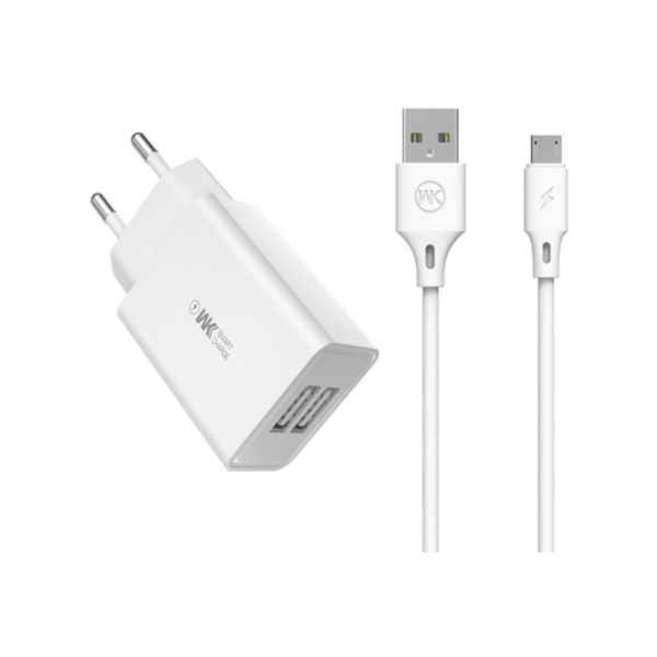 WK (WP-U56) - micro USB Cable & 2x USB - White 2