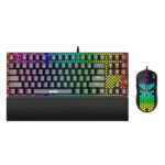 Marvo (CM373) Gaming Set with Mechanical Tenkeyless Keyboard, Custom Red Switches, RGB and Mouse - Black