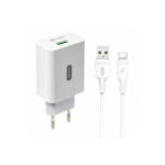 XO (L36) Φορτιστής με Θύρα USB-A και Καλώδιο USB-C Quick Charge 3.0 - Λευκό - Image 2