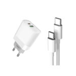 XO (L64) 18W Φορτιστής με Θύρα USB-A και Θύρα USB-C και Καλώδιο USB-C Power Delivery / Quick Charge 3.0 - Λευκό