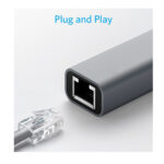 Powertech (PTH-044) USB-C Αντάπτορας Δικτύου για Ενσύρματη σύνδεση Gigabit Ethernet - Μαύρο - Image 2