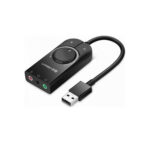 Ugreen (40964) 15cm External USB 2.0 Sound Card (with headphone mute function plus microphone and volume control) - Black