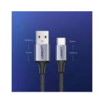 Ugreen (60126) Πλεκτό Καλώδιο USB 2.0 USB-C male σε USB-A male, 1μ - Μαύρο - Image 3