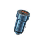 WK (WP-C28) Car Phone Charger Silver with 1x USB Port, 1x Type-C Port – Blue