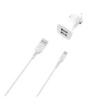 Denmen (DZ06T) Φορτιστής Αυτοκινήτου με 2 USB 3.1A και Καλώδιο Type-C - Λευκό