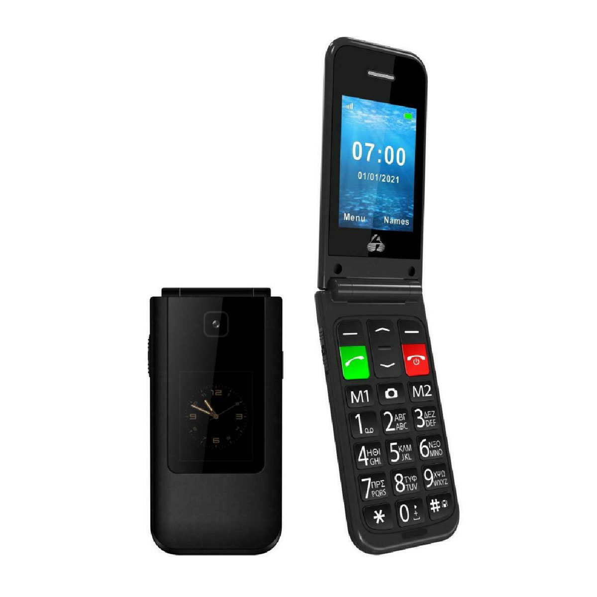 POWERTECH SENTRY DUAL 2 BLACK Powertech Sentry Dual II Κινητό με Πορτάκι και Μεγάλα Κουμπιά - Μαύρο - Image 1