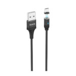 Hoco (U76) Πλεκτό Καλώδιο/LED/Mαγνητικό USB 2.0 σε micro USB 1.2μ - Μαύρο