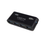 LogiLink (UA0170) USB 3.0 Hub 4 Θυρών με σύνδεση USB-A και Εξωτερική Παροχή Ρεύματος - Μαύρο