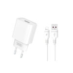 XO (CE02D) 18W Φορτιστής με Θύρα USB-A και Καλώδιο Lightning Quick Charge 3.0 - Λευκό