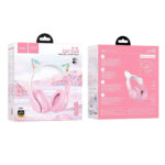 Hoco (W42) Cat Ears Ασύρματα/Ενσύρματα Over Ear Παιδικά Ακουστικά με 12 ώρες Λειτουργίας - Ροζ - Image 4