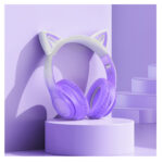Hoco (W42) Cat Ears Wireless/Wired Over Ear Kids' Headphones with 12 hours of Operation - Purple - Image 2