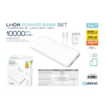 Platinet (PMPB10SETW) Power Bank 10000mAh με 2 Θύρες USB-Α, 1 Θύρα USB-C, με Φορτιστή και Καλώδιο USB-C - Λευκό - Image 2