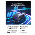Ugreen (EC701) Car Charger 63W PD+USB QC3.0 - Black - Image 6