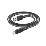 Hoco (X69) Jaeger Braided USB 2.0 Cable USB-C male to USB-A male, 1m - Black - Image 2