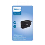 Philips (DLP2620) Wireless Charger with 2 USB-A Ports 17W - Black - Image 2