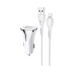 Hoco (Z31) 18W Φορτιστής Αυτοκινήτου 2x USB-A με Καλώδιο Φόρτισης Lightning 3.4A - Λευκό - Image 2