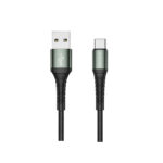 Jellico (B10) Braided Cable USB-C male to USB-A 60W, 1m - Black
