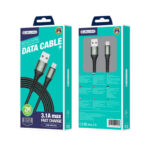 Jellico (B12) Πλεκτό Καλώδιο USB-A male σε micro-USB, 2m - Μαύρο - Image 2