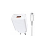 Jellico (C7) 22.5W Φορτιστής με Θύρα USB-A και Καλώδιο Μicro USB Quick Charge 3.0 - Λευκό