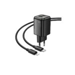 Hoco (N52) 20W Φορτιστής GaN με Θύρα USB-A και Θύρα USB-C και Καλώδιο USB-C - Lightning Power Delivery / Quick Charge 3.0 - Μαύρο