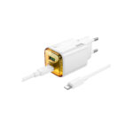 Hoco (N52) 20W Φορτιστής GaN με Θύρα USB-A και Θύρα USB-C και Καλώδιο USB-C - Lightning Power Delivery / Quick Charge 3.0 - Λευκό - Image 2