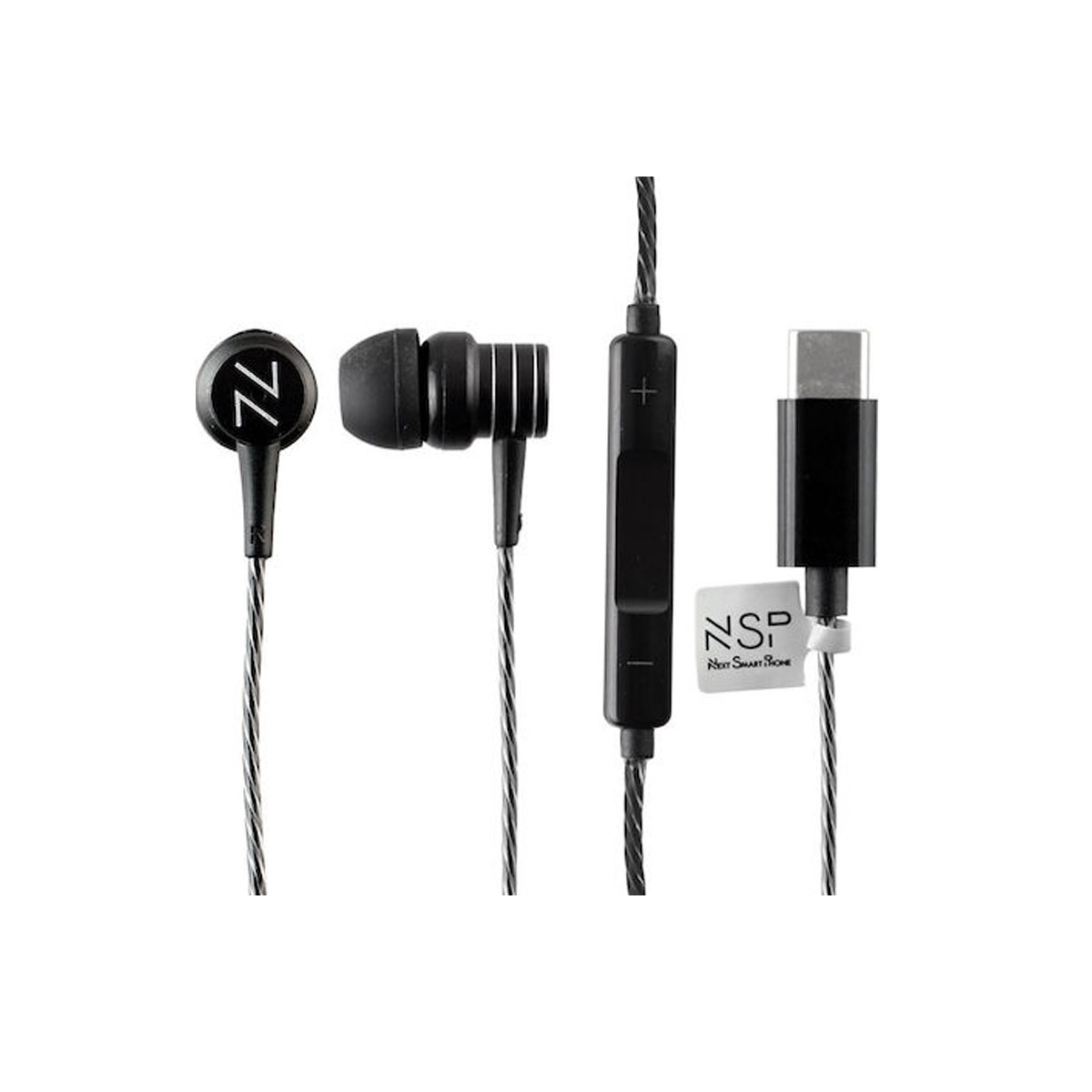 NSP HN28 BLACK NSP (HN28) In-ear Handsfree with USB-C Plug - Black - Image 1