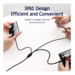 Usams (U38) Regular USB to Lightning / Type-C / micro USB Cable, 1m - Black - Image 2