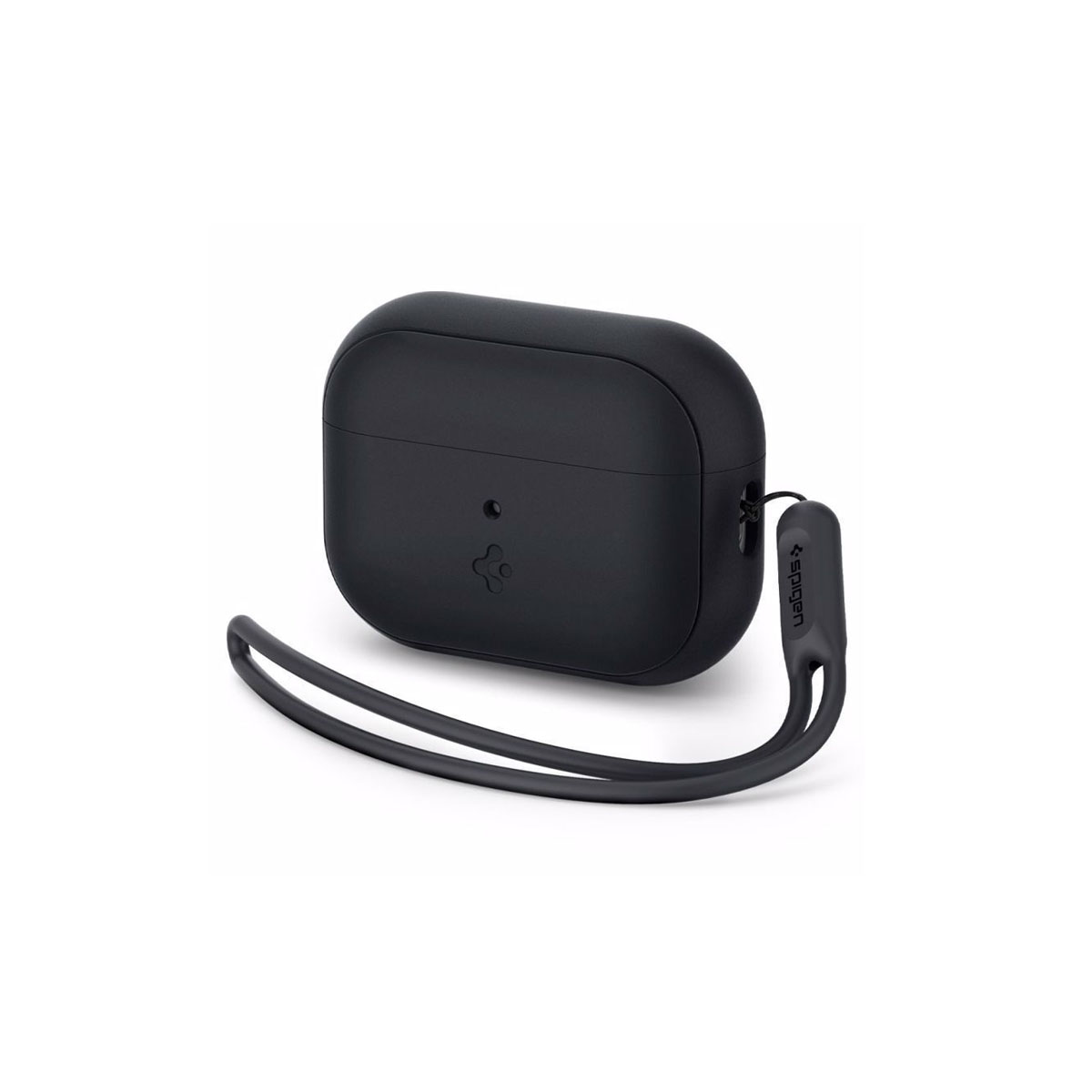 SPIGEN SILICONE FIT, BLACK AIRPODS PRO 2 Spigen Silicone Fit Silicone Case with Strap for Apple AirPods Pro 2 - Black - Image 1