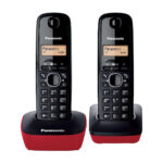 Panasonic (KX-TG1612) Cordless Phone Duo - Black/Red