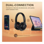 QCY H3 Wireless Bluetooth Headphones with 70 Hours of Playtime, Active Noise Cancellation and High Resolution Audio - Black - Image 8