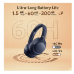 QCY H3 Wireless Bluetooth Headphones with 70 Hours of Playtime, Active Noise Cancellation and High Resolution Audio - Blue - Image 7
