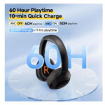 QCY H3 Lite ANC Wireless / Wired Over Ear Headphones with 60 Hours of Operation - Black - Image 6