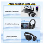 QCY H3 Lite ANC Wireless / Wired Over Ear Headphones with 60 Hours of Operation - Black - Image 7