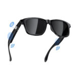 XO E9 Unisex Smart Audio Sunglasses with Black Frame and Black Lens with UV Protection - Black