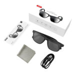 XO E9 Unisex Smart Audio Sunglasses with Black Frame and Black Lens with UV Protection - Black - Image 11
