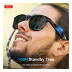 XO E9 Unisex Smart Audio Sunglasses with Black Frame and Black Lens with UV Protection - Black - Image 6