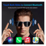 XO E9 Unisex Smart Audio Sunglasses with Black Frame and Black Lens with UV Protection - Black - Image 9