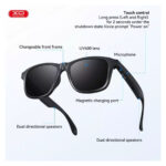 XO E9 Unisex Smart Audio Sunglasses with Black Frame and Black Lens with UV Protection - Black - Image 2