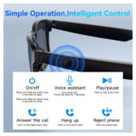XO E9 Unisex Smart Audio Sunglasses with Black Frame and Black Lens with UV Protection - Black - Image 4