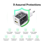 Baseus Palm Φορτιστής με Θύρα USB-A και Θύρα USB-C και Καλώδιο USB-C σε USB-C 20W Quick Charge 3.0 - Λευκό - Image 5