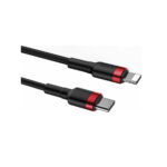 Baseus (CATLKLF-91) Cafule Braided USB-C to Lightning Cable 18W, 1m - Black/Red - Image 2