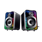 Powertech (PT-1575) Ασύρματα Ηχεία Υπολογιστή 2.0 με RGB Φωτισμό και Bluetooth Ισχύος 5W - Μαύρo